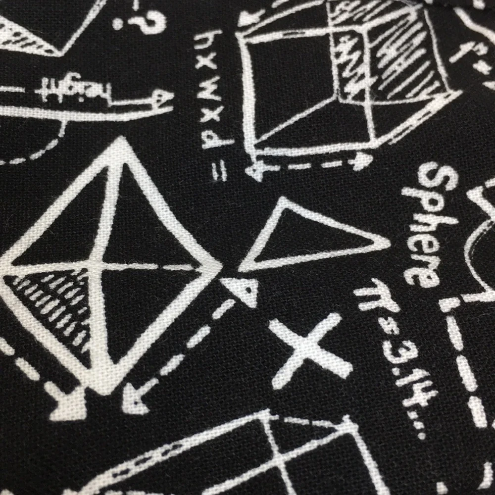 Hand sewn Geometry Cotton Face mask w Ties